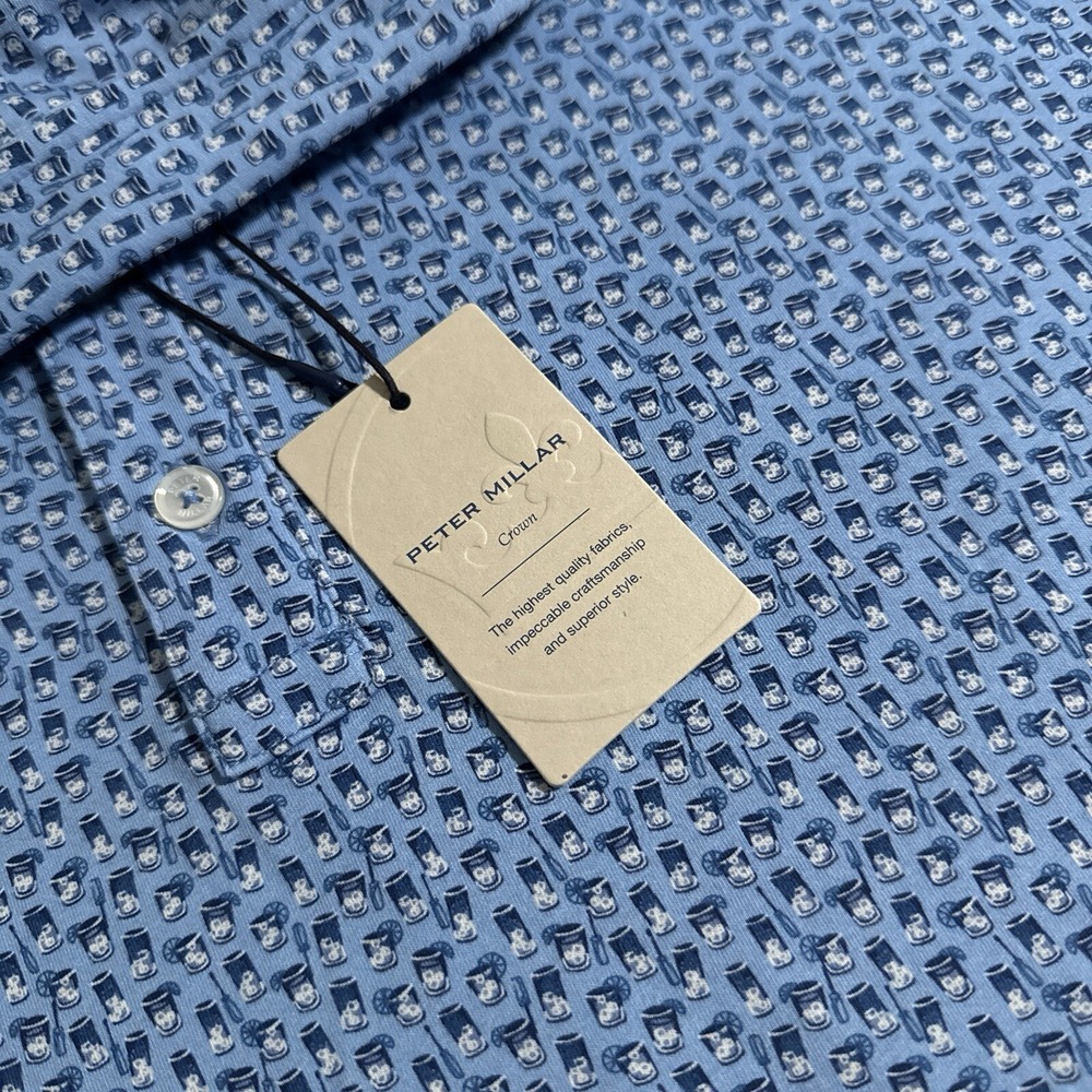 Peter Millar Crown Men's 2XL Pilot Mill Screwdrivers Cocktail Drink Polo XXL